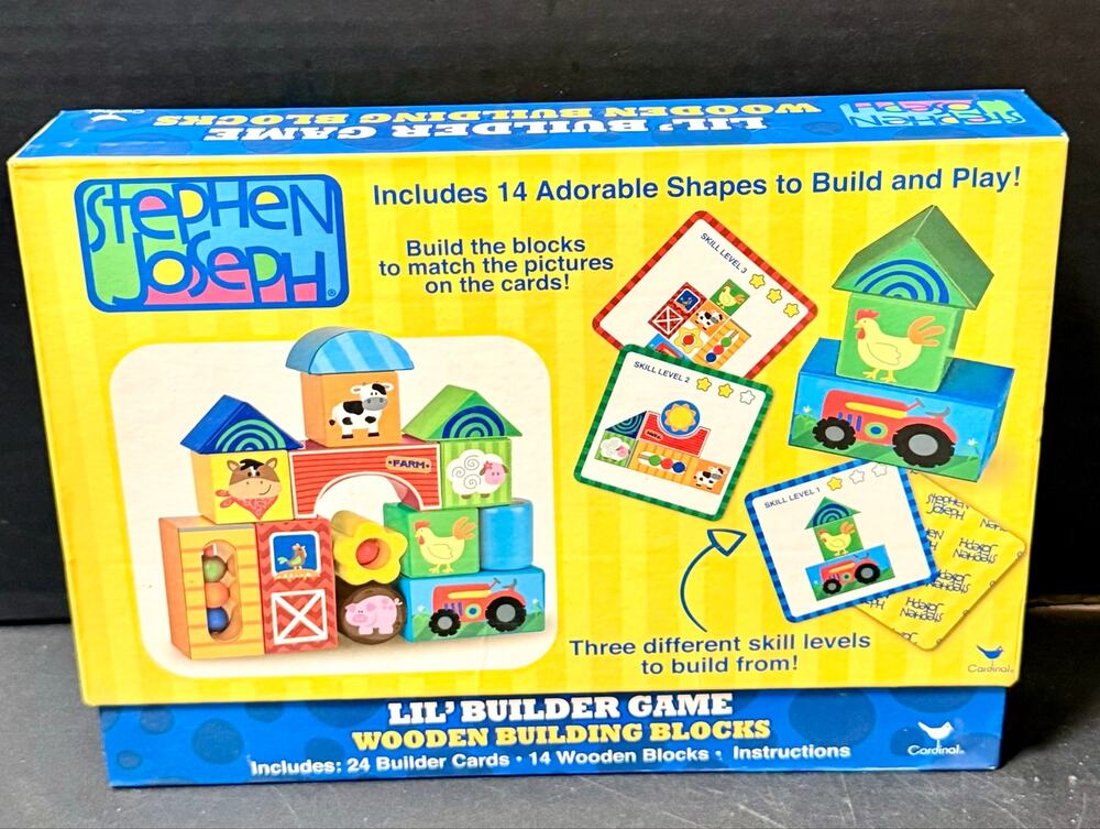 Stephen Joseph Lil' Builder Wooden Blocks Game by Cardinal missing one block